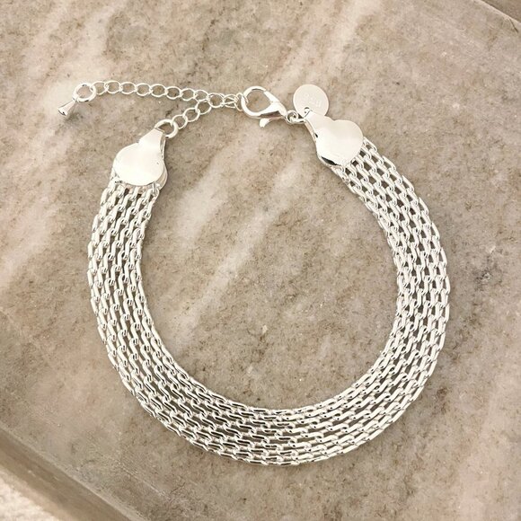 Jewelry - 925 Sterling Silver Mesh Bracelet Wide Chunky Thick Bracelet Large Bracelet